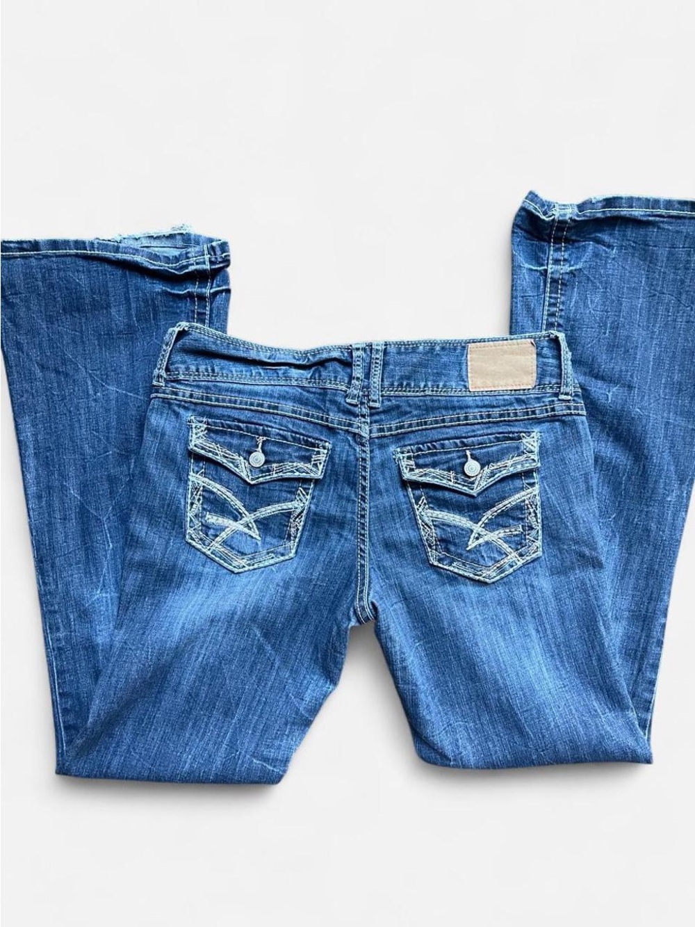 Amethyst Jeans Y2k Low Rise Bootcut Flared Medium Wash Embroidered Jeans Sz 11